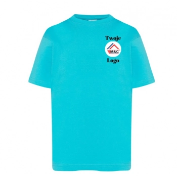 Koszulka t-shirt dziecięca krótki rękaw + twój tekst lub nadruk na piersi, 15 kolorów do wyboru